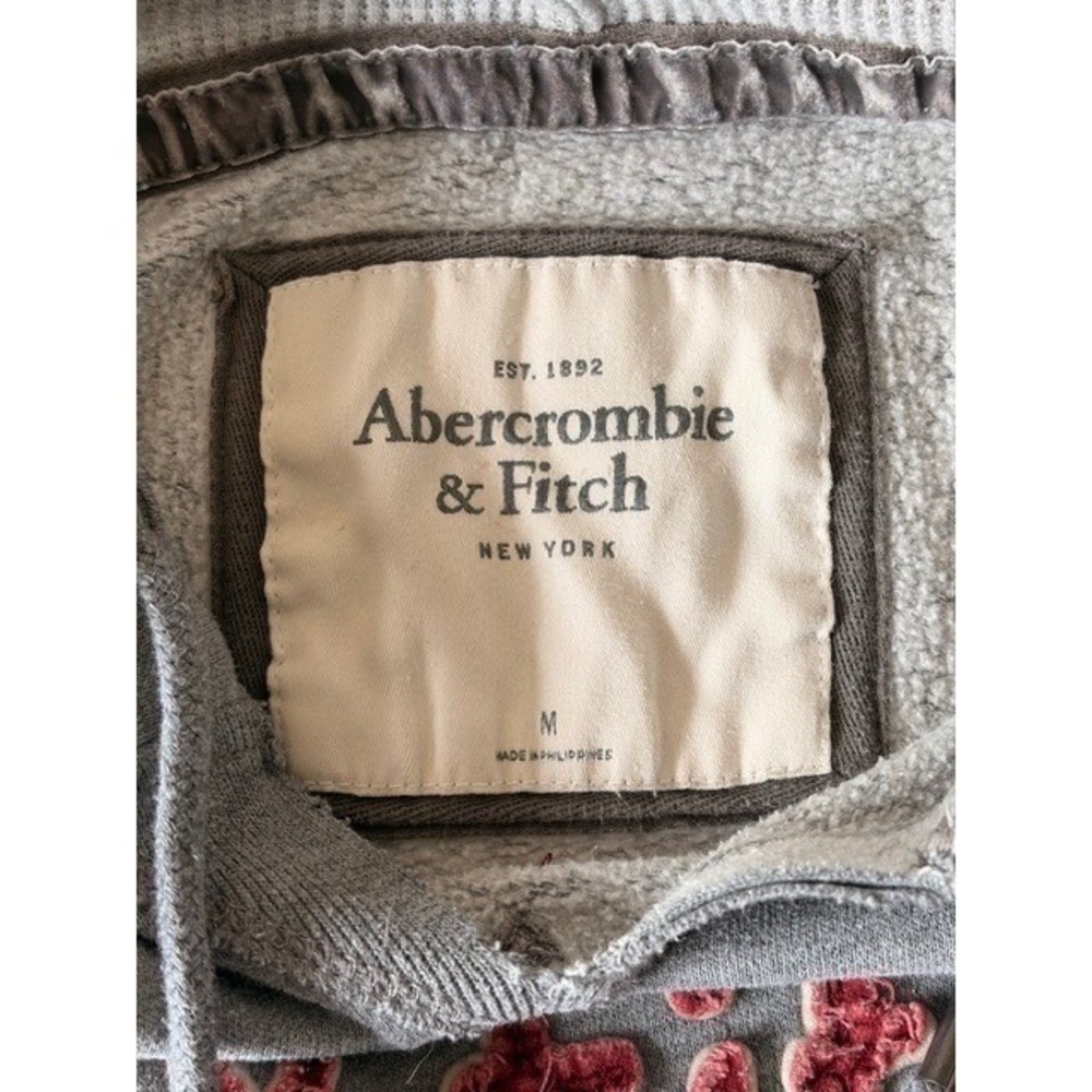 Velvet Script Vintage Womens Abercrombie & Fitch Waffle-Lined Hoodie Gray Y2K M - Picture 2 of 8